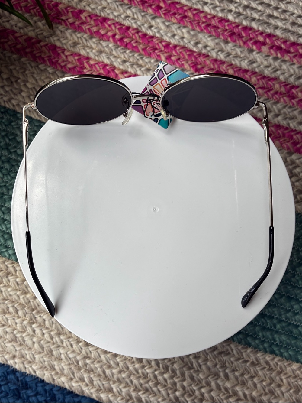 Iridescent Round Mirrored Sunglasses - Blue/Purple Lenses - Picture 4 of 5